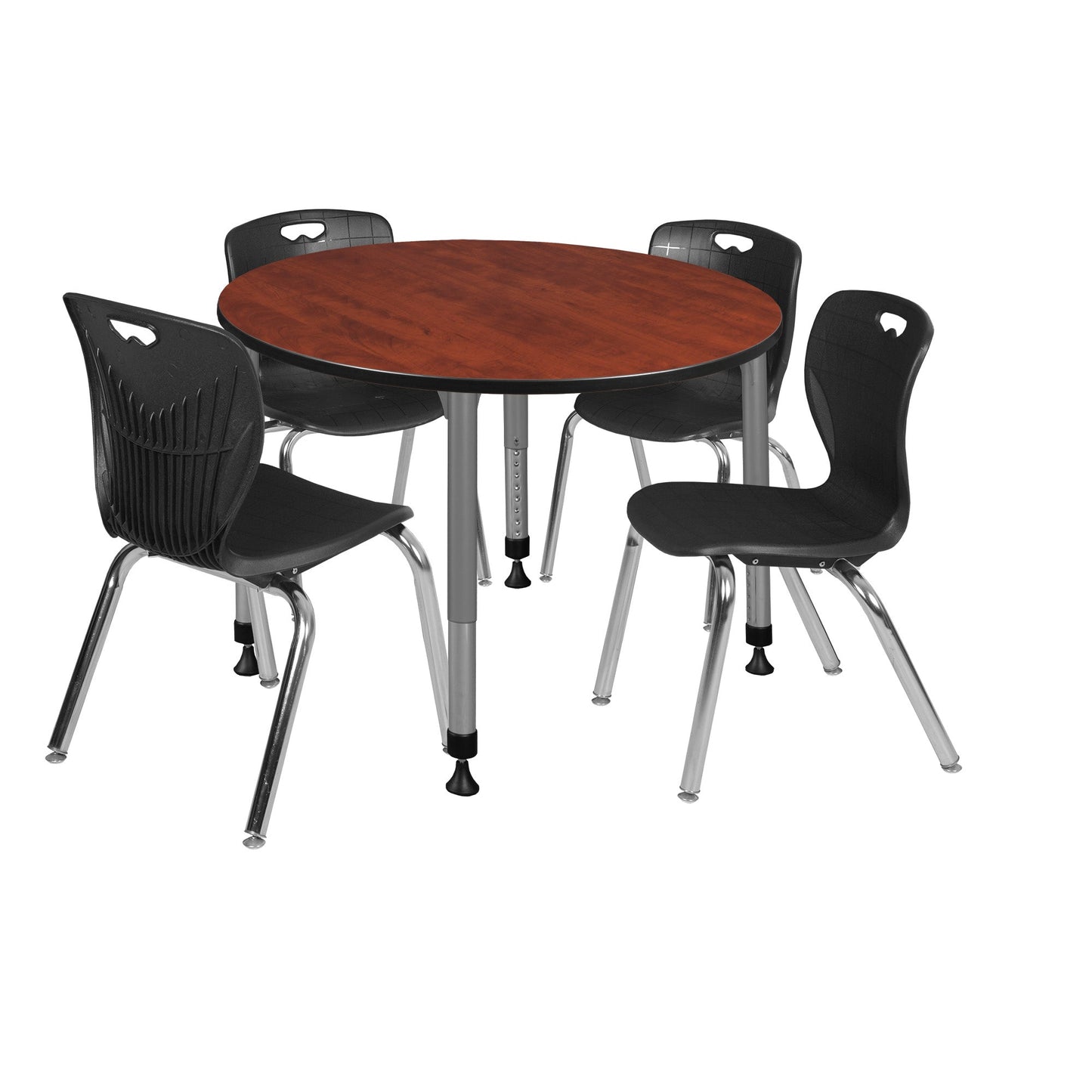 Regency Kee 48 in. Round Adjustable Classroom Table & 4 Andy 18 in. Stack Chairs - SchoolOutlet