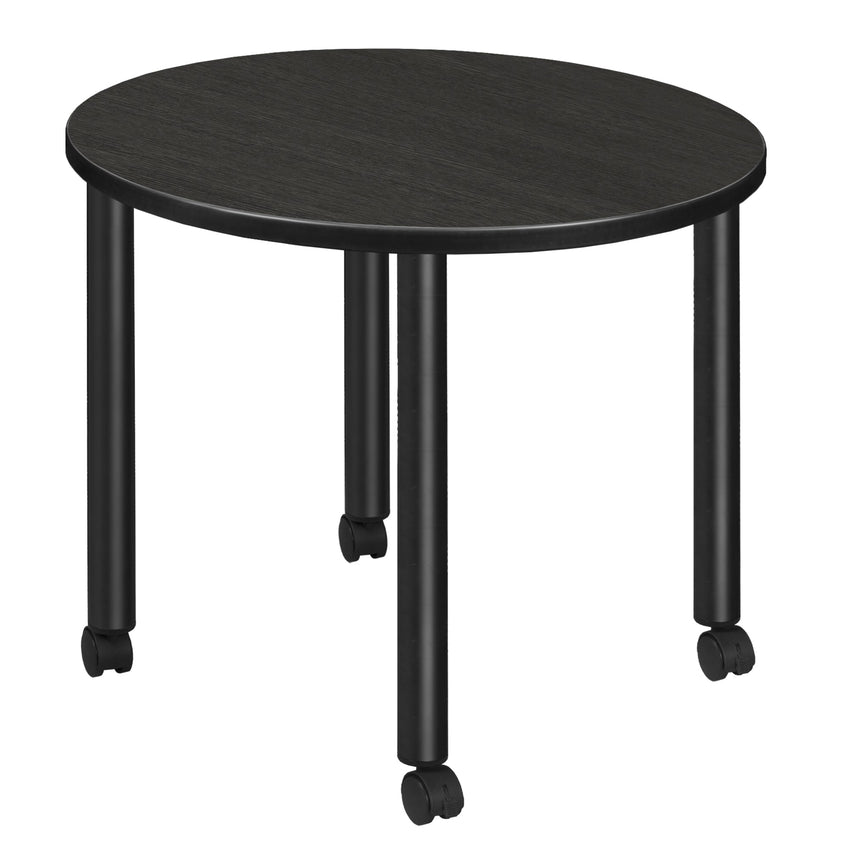 Regency Kee Small 30 in. Round Breakroom Table, Black Mobile Legs - SchoolOutlet