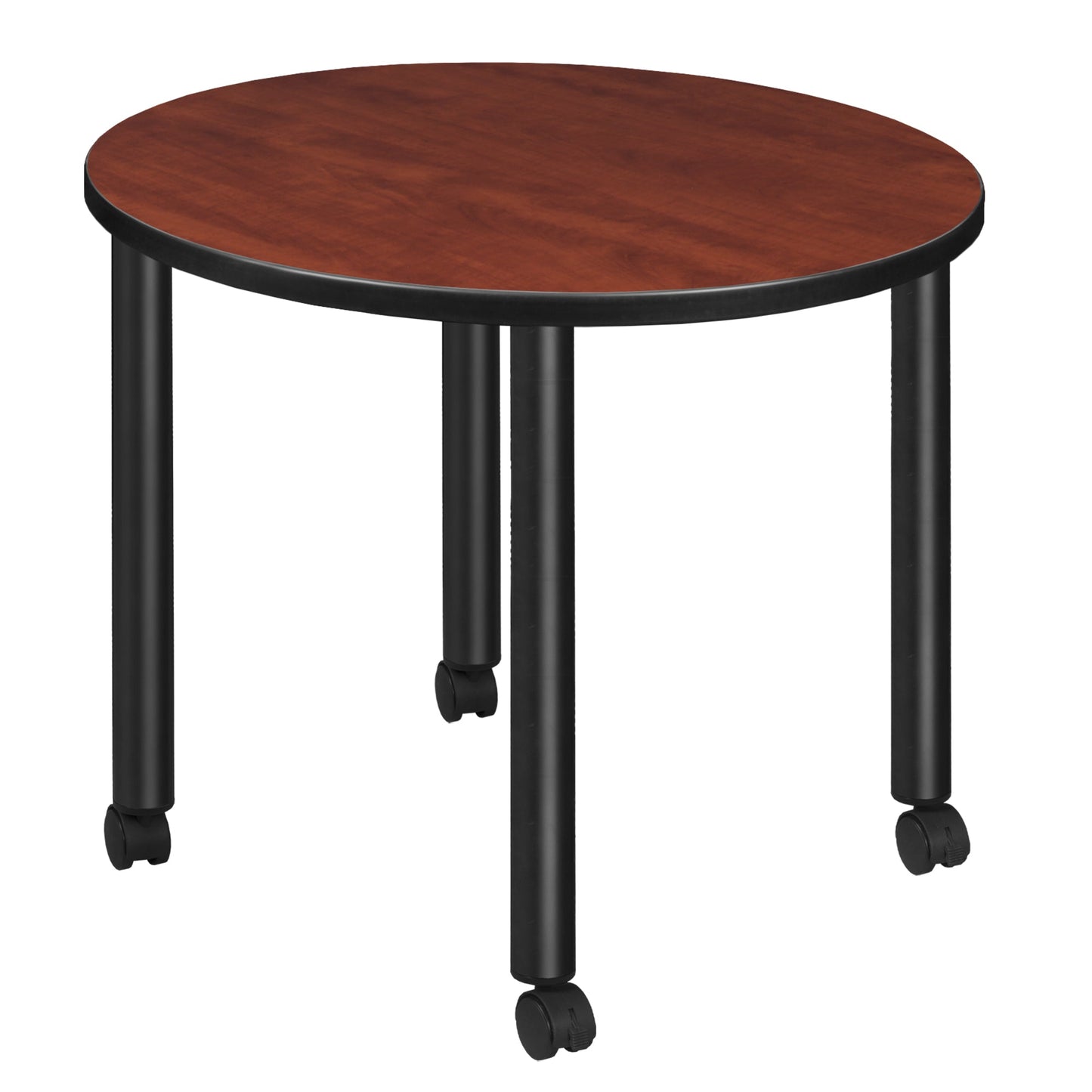 Regency Kee Small 30 in. Round Breakroom Table, Black Mobile Legs - SchoolOutlet