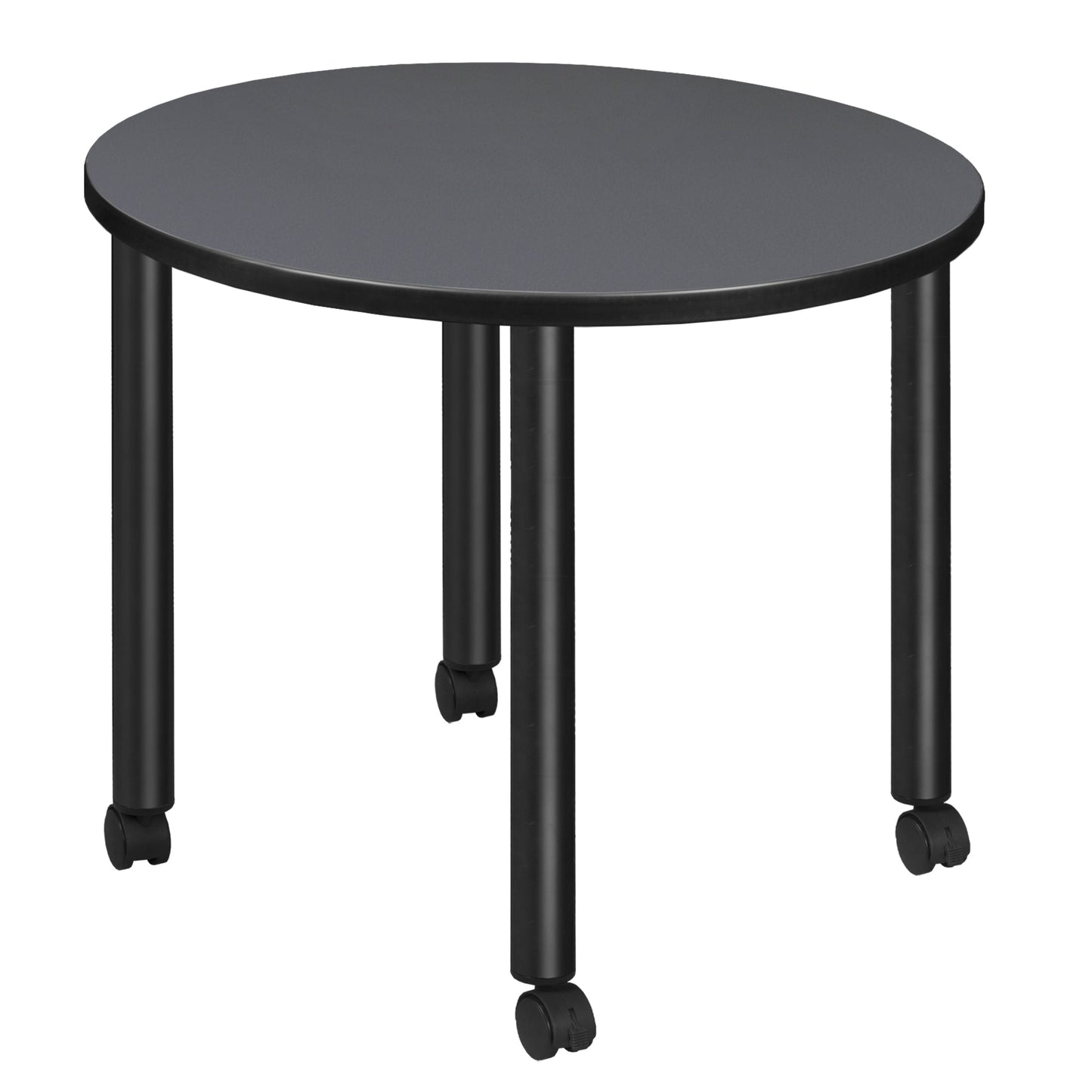 Regency Kee Small 30 in. Round Breakroom Table, Black Mobile Legs - SchoolOutlet