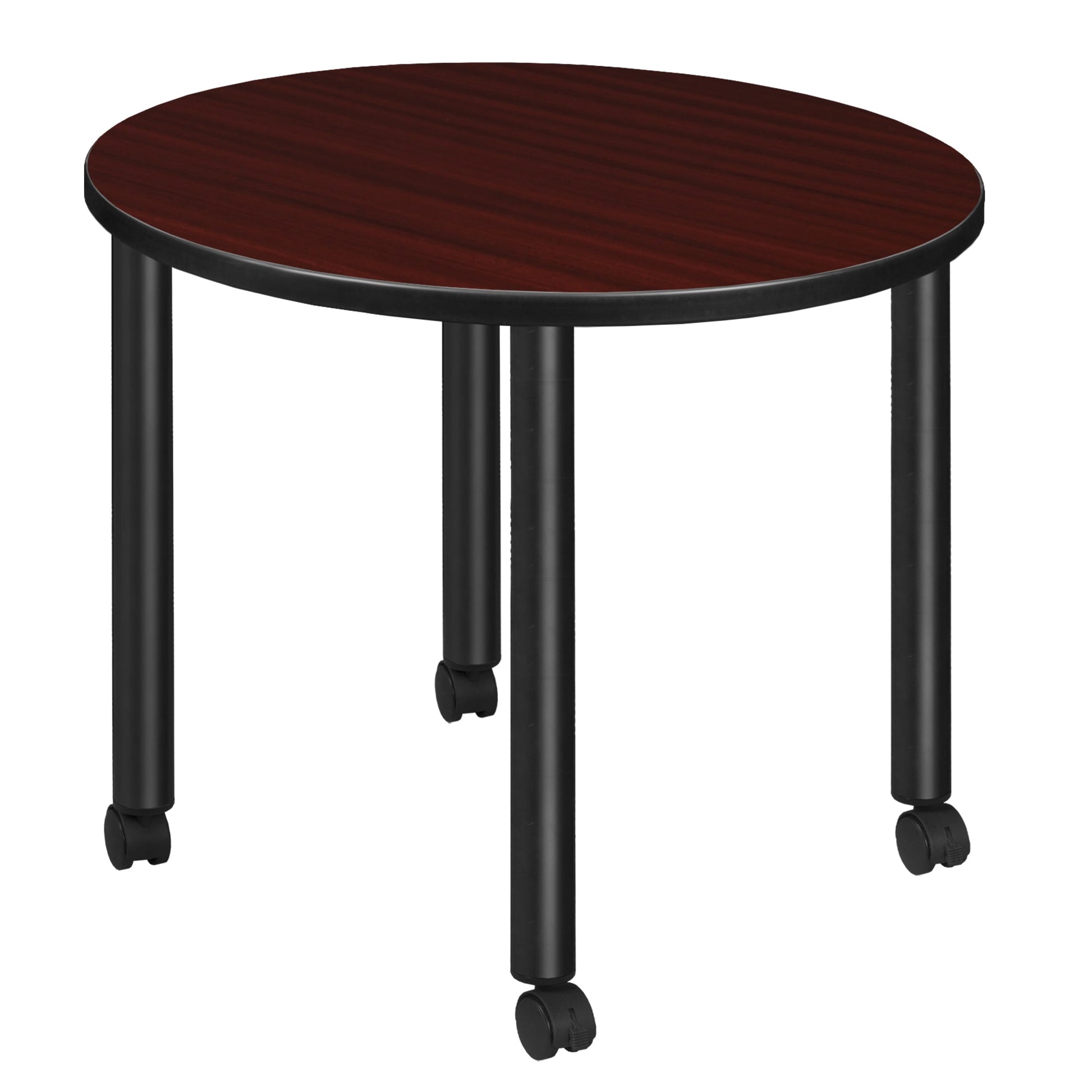 Regency Kee Small 30 in. Round Breakroom Table, Black Mobile Legs - SchoolOutlet