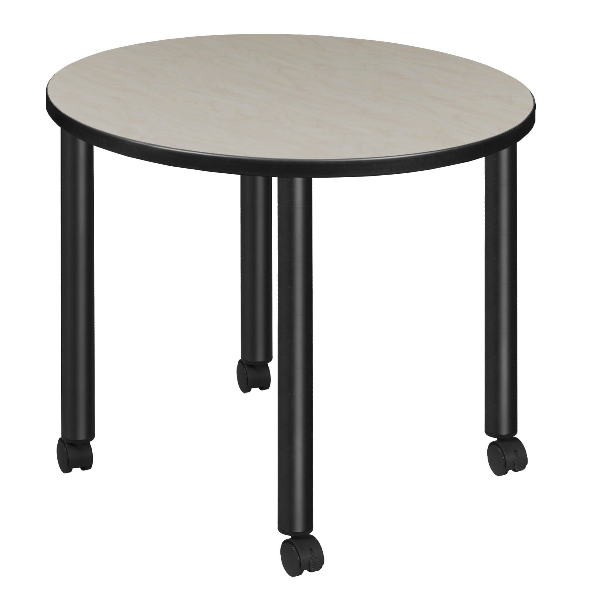 Regency Kee Small 30 in. Round Breakroom Table, Black Mobile Legs - SchoolOutlet