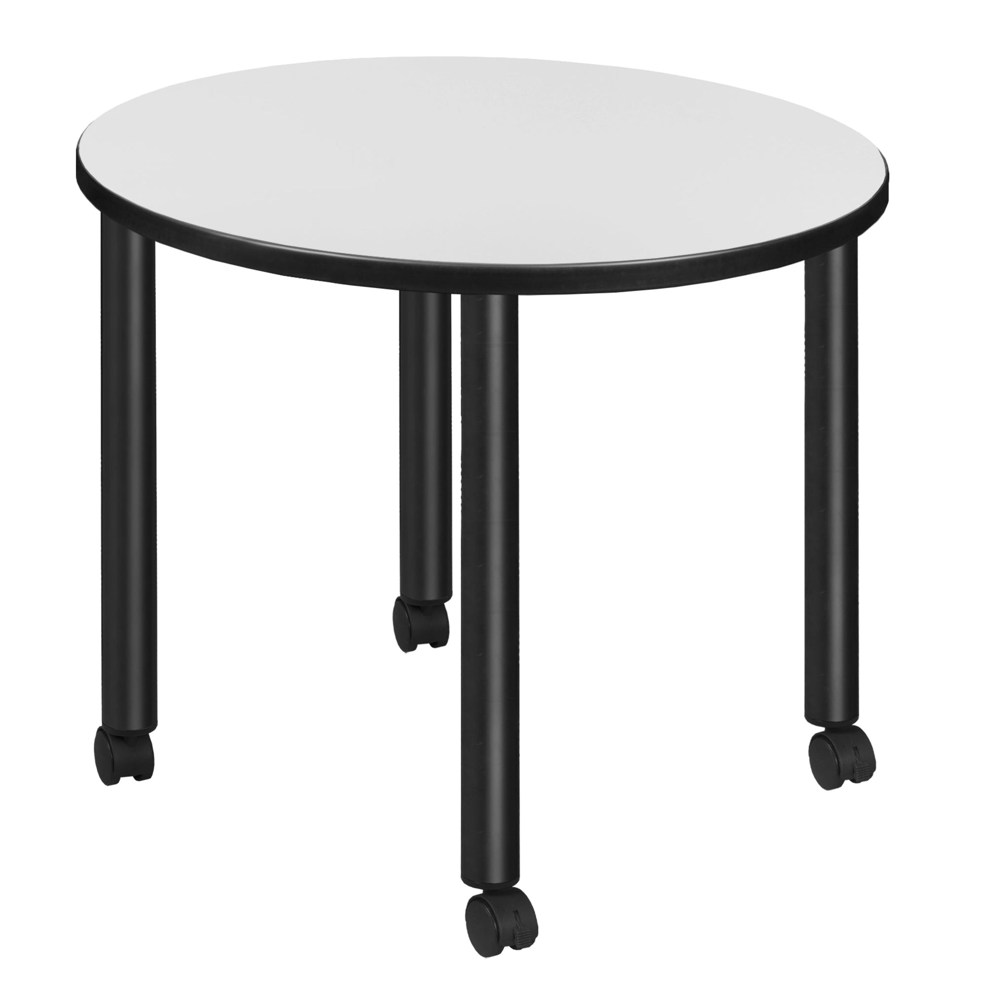 Regency Kee Small 30 in. Round Breakroom Table, Black Mobile Legs - SchoolOutlet