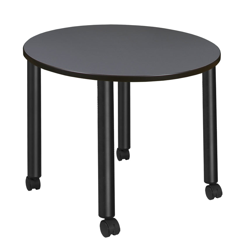 Regency Kee Medium 36 in. Round Breakroom Table, Black Mobile Legs - SchoolOutlet