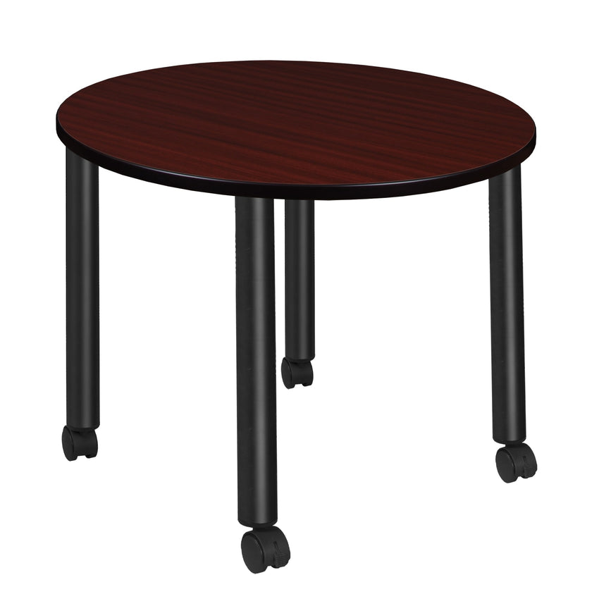 Regency Kee Medium 36 in. Round Breakroom Table, Black Mobile Legs - SchoolOutlet