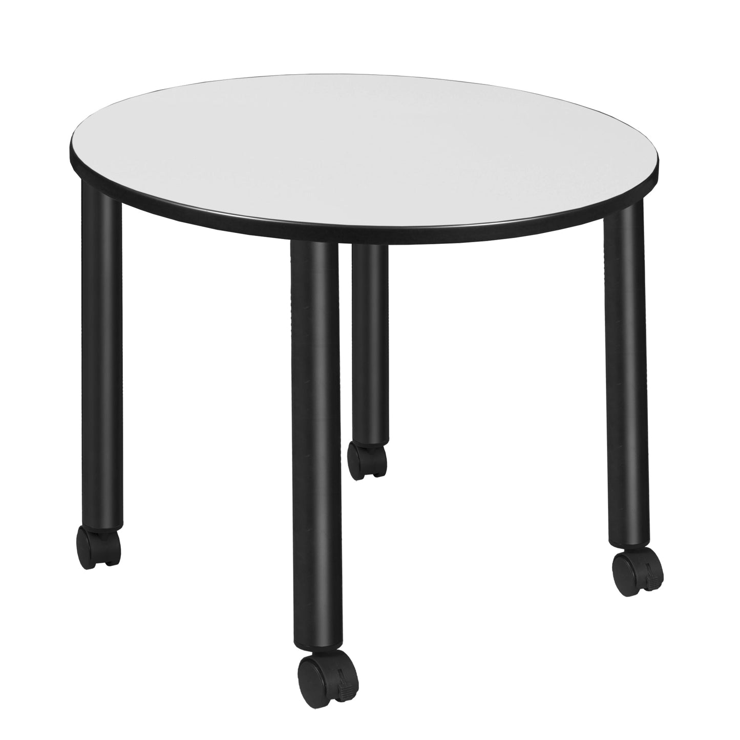 Regency Kee Medium 36 in. Round Breakroom Table, Black Mobile Legs - SchoolOutlet