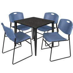 Regency Kahlo 30 in. Square Breakroom Table & 4 Zeng Stack Chairs