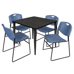 Regency Kahlo 36 in. Square Breakroom Table & 4 Zeng Stack Chairs