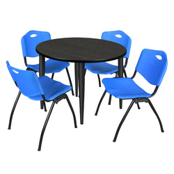 Regency Kahlo 36 in. Round Breakroom Table & 4 M Stack Chairs