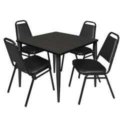 Regency Kahlo 42 in. Square Breakroom Table & 4 Restaurant Stack Chairs - Black