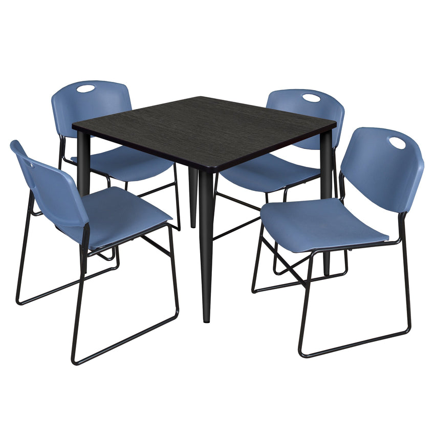 Regency Kahlo 42 in. Square Breakroom Table & 4 Zeng Stack Chairs - SchoolOutlet