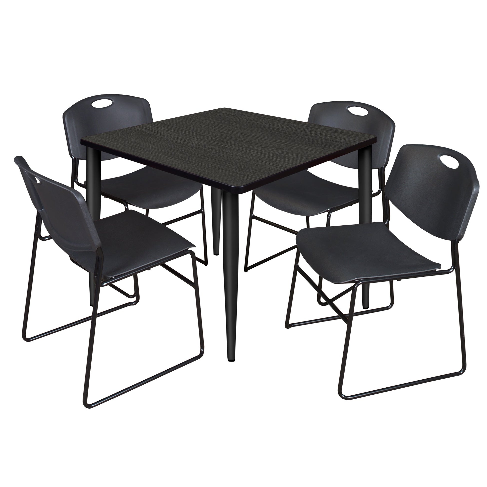 Regency Kahlo 42 in. Square Breakroom Table & 4 Zeng Stack Chairs - SchoolOutlet