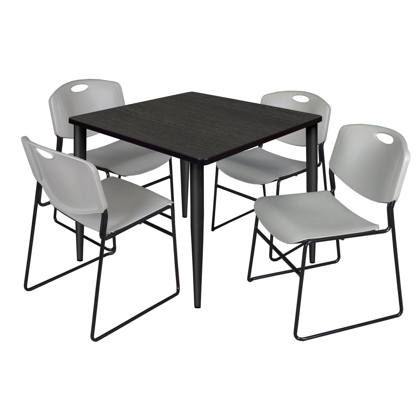 Regency Kahlo 42 in. Square Breakroom Table & 4 Zeng Stack Chairs - SchoolOutlet