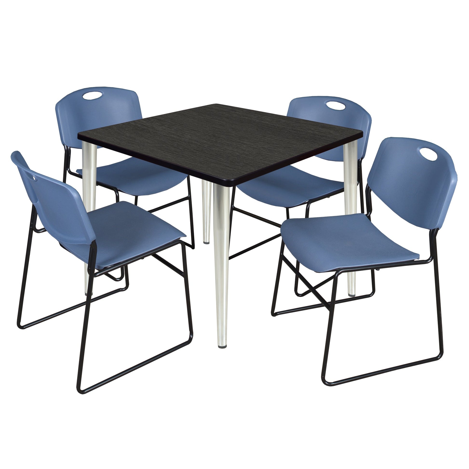 Regency Kahlo 42 in. Square Breakroom Table & 4 Zeng Stack Chairs - SchoolOutlet