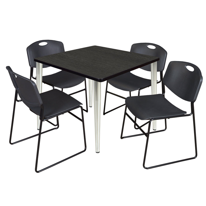 Regency Kahlo 42 in. Square Breakroom Table & 4 Zeng Stack Chairs - SchoolOutlet