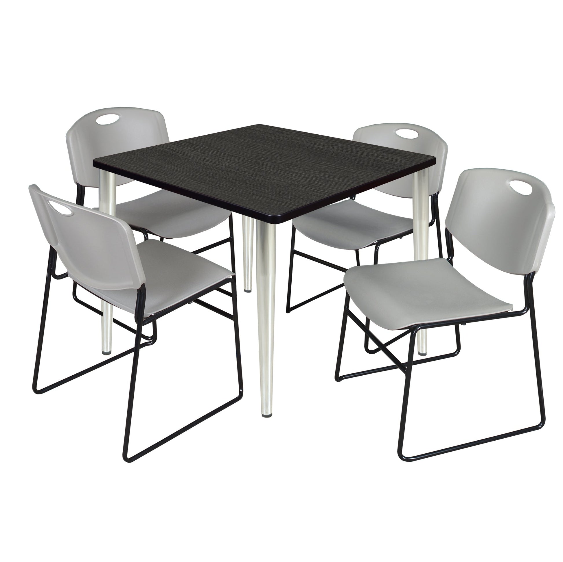 Regency Kahlo 42 in. Square Breakroom Table & 4 Zeng Stack Chairs - SchoolOutlet