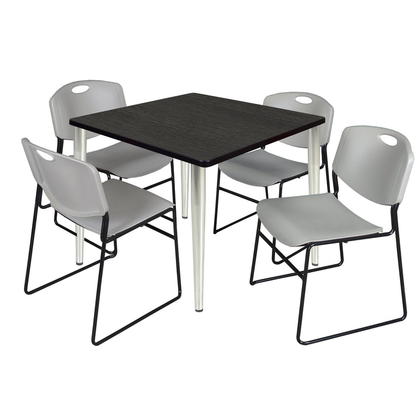 Regency Kahlo 42 in. Square Breakroom Table & 4 Zeng Stack Chairs - SchoolOutlet