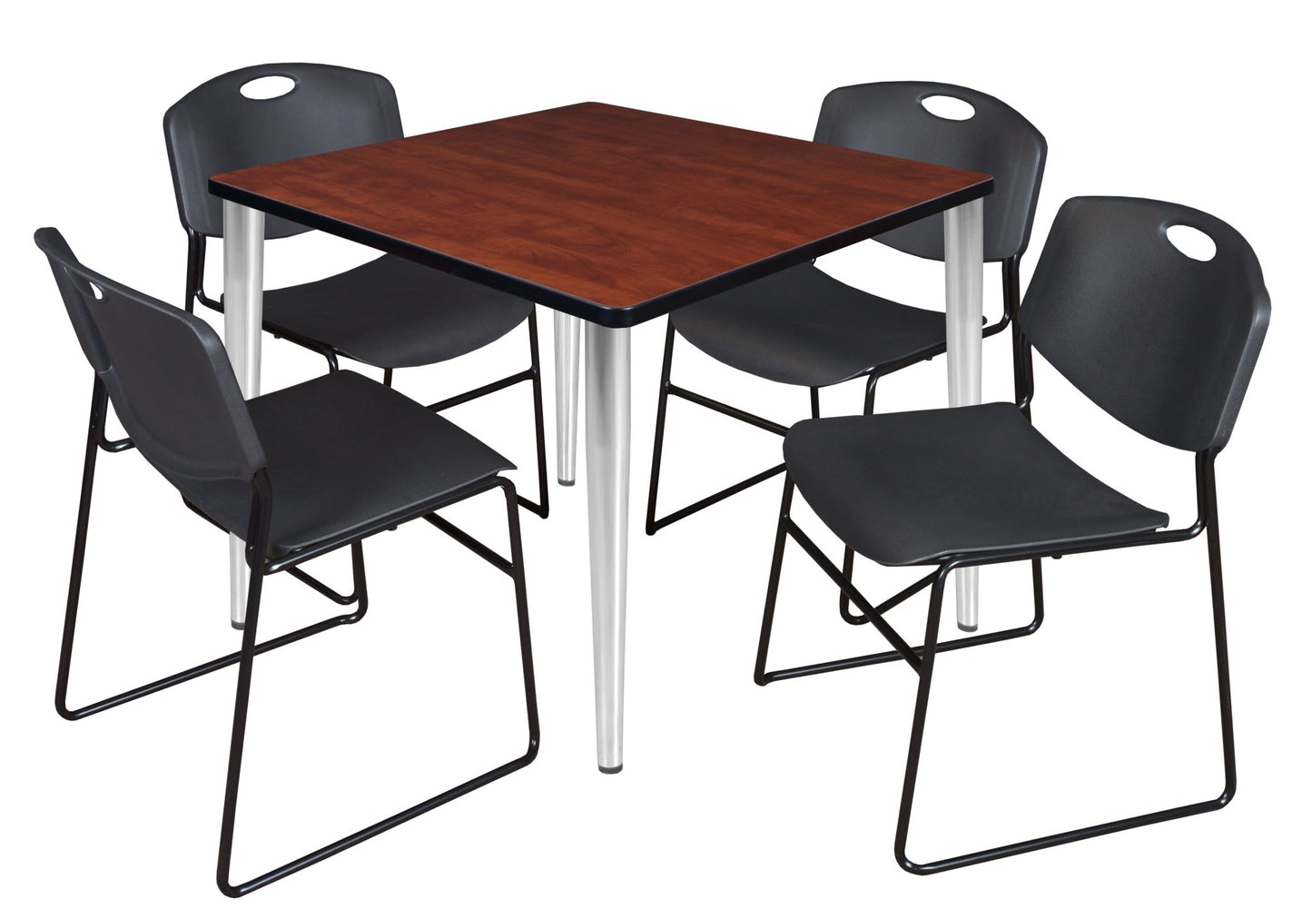 Regency Kahlo 42 in. Square Breakroom Table & 4 Zeng Stack Chairs - SchoolOutlet