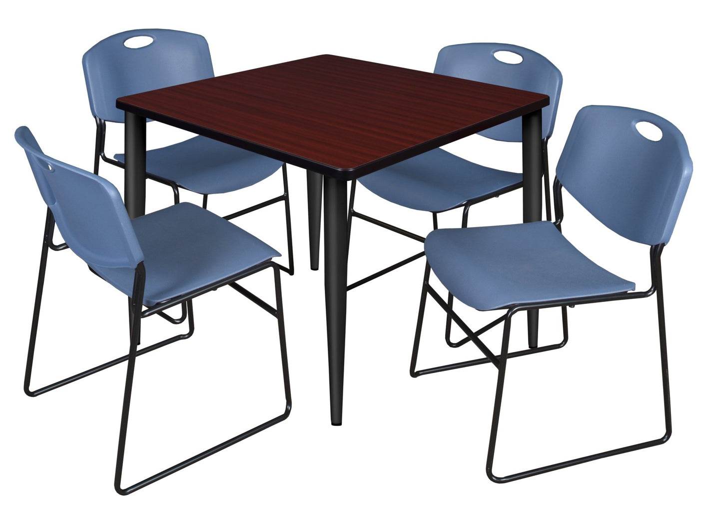 Regency Kahlo 42 in. Square Breakroom Table & 4 Zeng Stack Chairs - SchoolOutlet