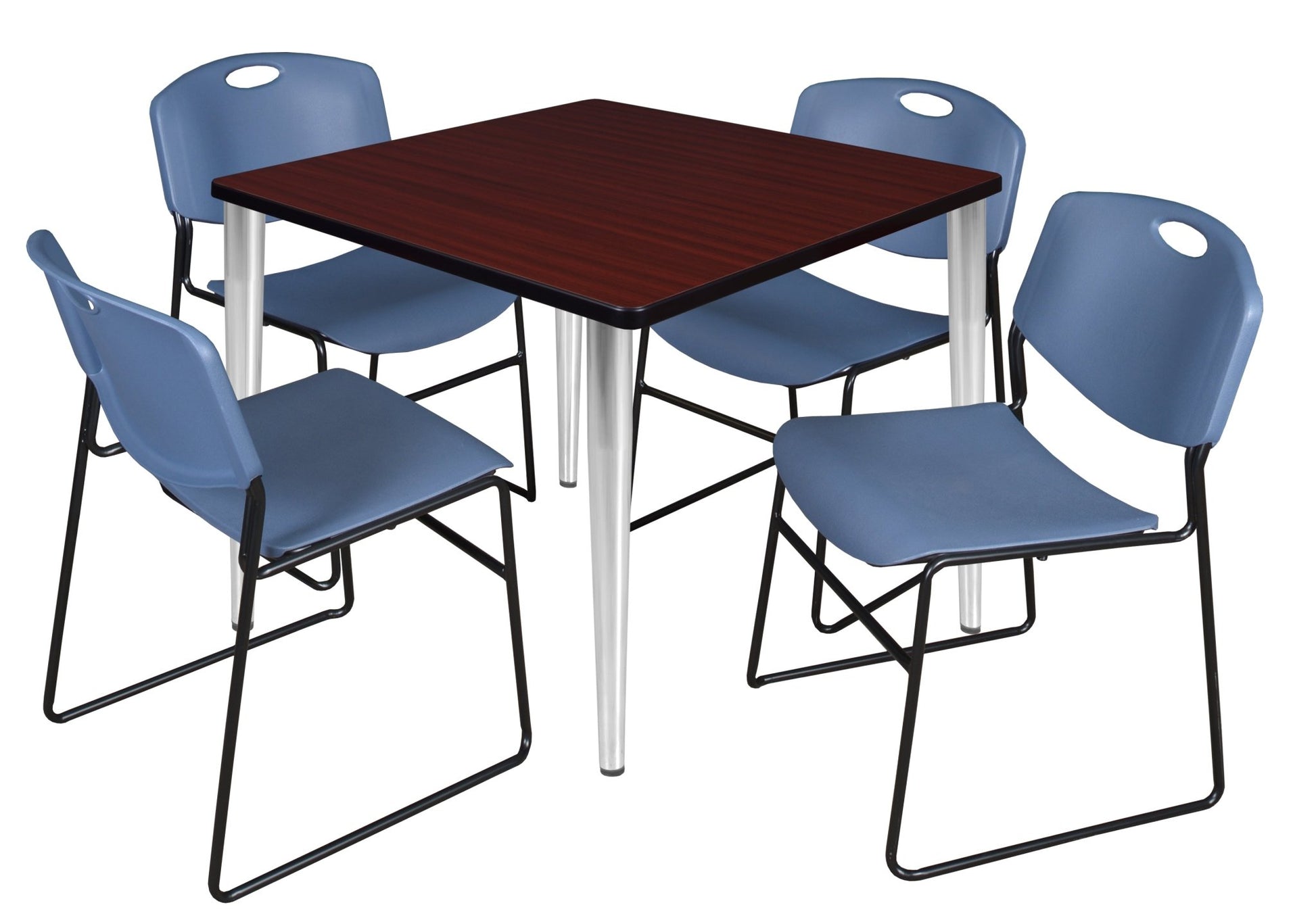 Regency Kahlo 42 in. Square Breakroom Table & 4 Zeng Stack Chairs - SchoolOutlet