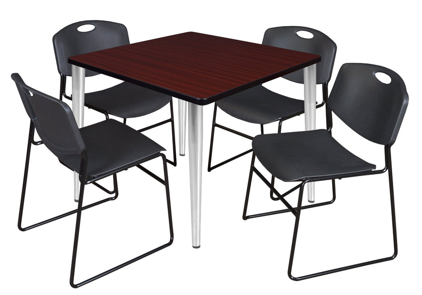 Regency Kahlo 42 in. Square Breakroom Table & 4 Zeng Stack Chairs - SchoolOutlet