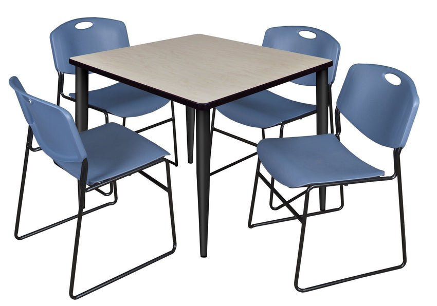 Regency Kahlo 42 in. Square Breakroom Table & 4 Zeng Stack Chairs - SchoolOutlet