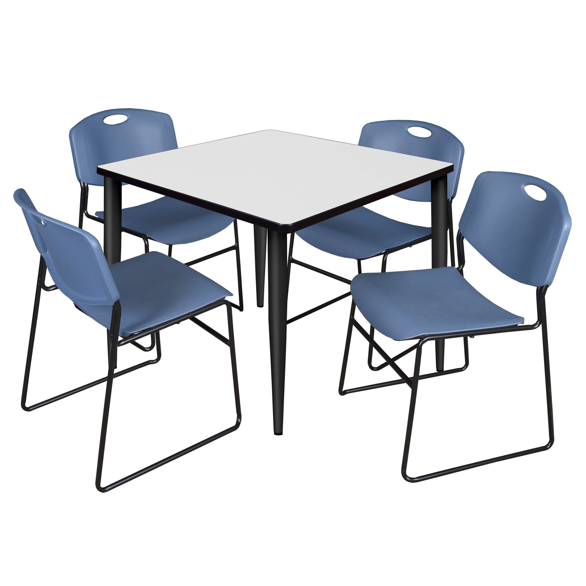 Regency Kahlo 42 in. Square Breakroom Table & 4 Zeng Stack Chairs - SchoolOutlet