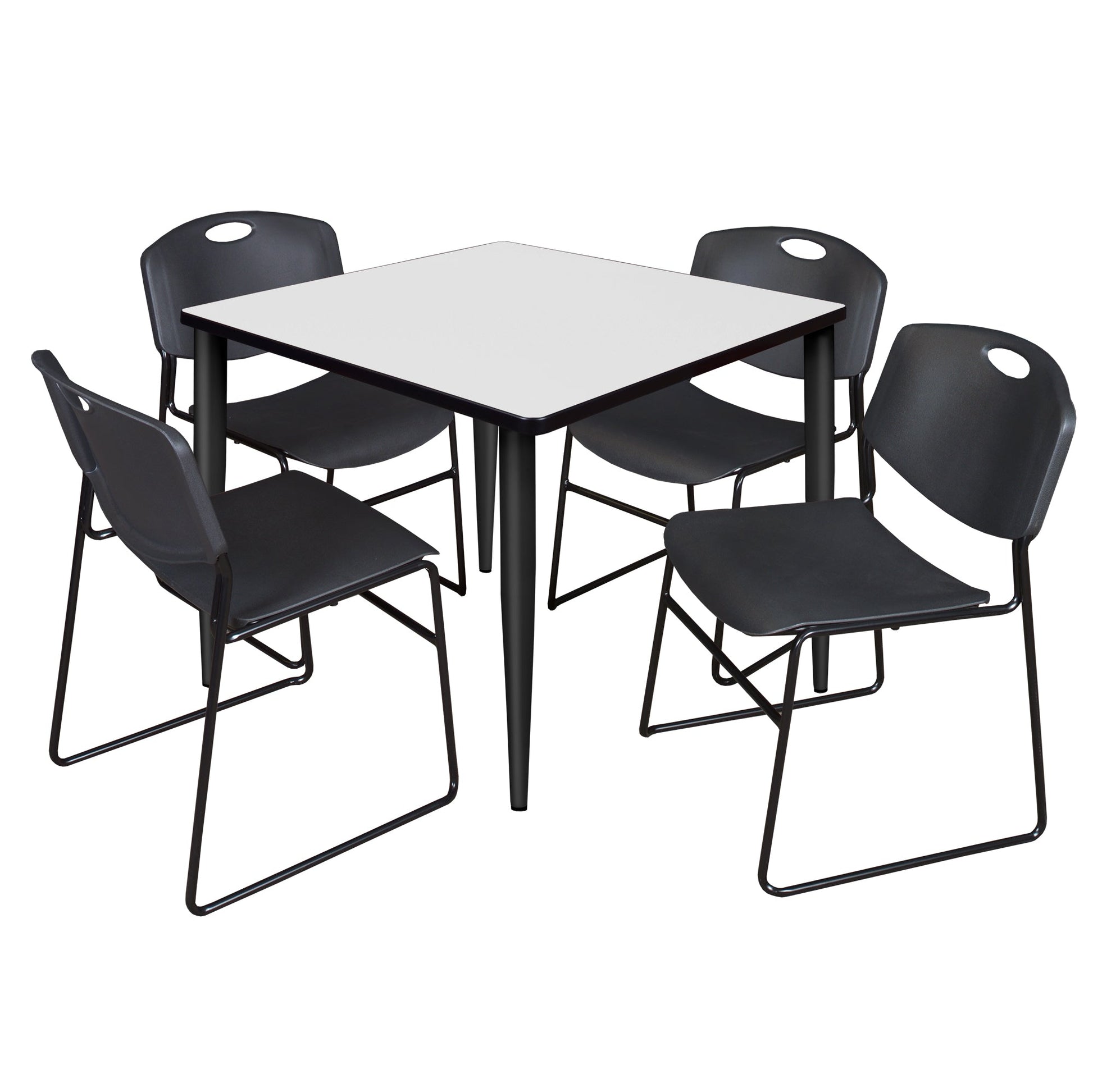 Regency Kahlo 42 in. Square Breakroom Table & 4 Zeng Stack Chairs - SchoolOutlet