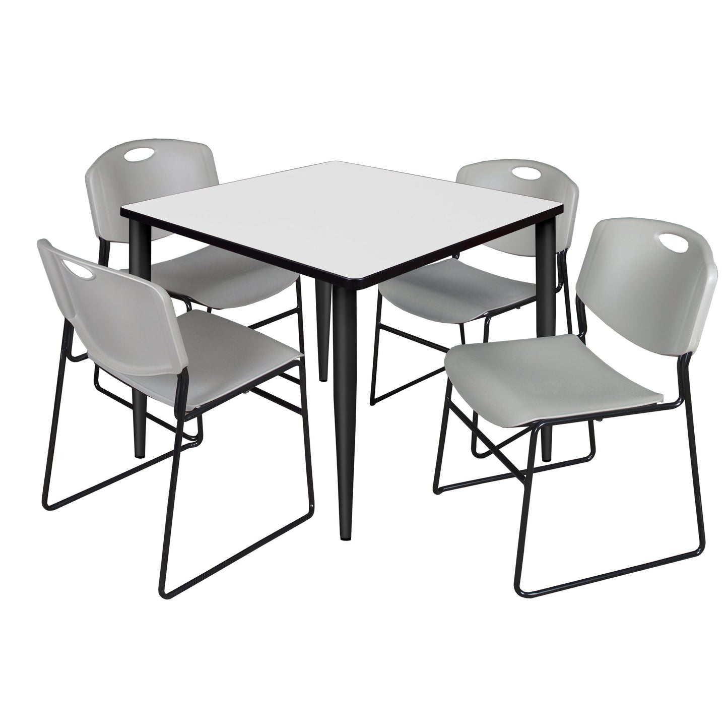 Regency Kahlo 42 in. Square Breakroom Table & 4 Zeng Stack Chairs - SchoolOutlet