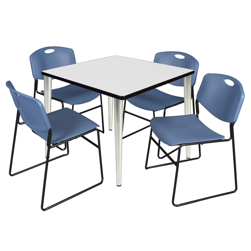 Regency Kahlo 42 in. Square Breakroom Table & 4 Zeng Stack Chairs - SchoolOutlet