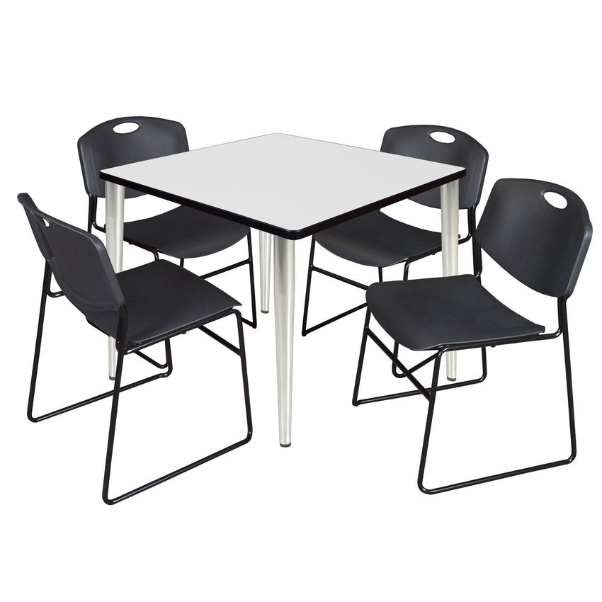 Regency Kahlo 42 in. Square Breakroom Table & 4 Zeng Stack Chairs - SchoolOutlet