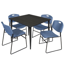 Regency Kahlo 48 in. Square Breakroom Table & 4 Zeng Stack Chairs