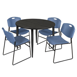 Regency Kahlo 48 in. Round Breakroom Table & 4 Zeng Stack Chairs