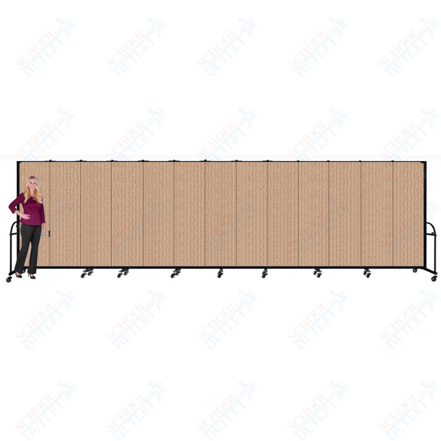 Screenflex HFSL7413 - 13 Panels Standard Portable Room Divider 24' 1" L x 7' 4" H - SchoolOutlet