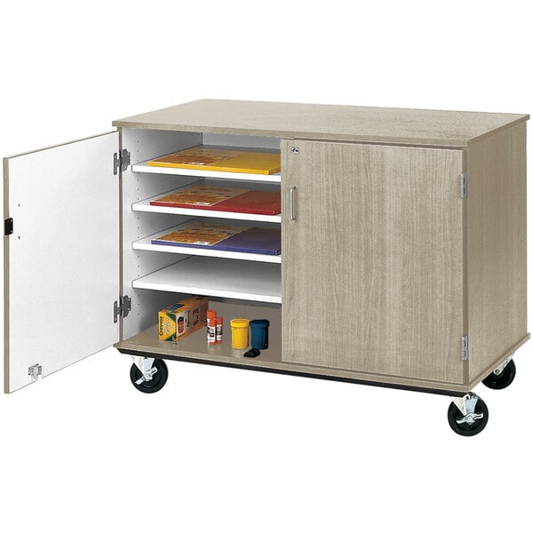 36" Assembled Slotted Storage Cart with Locking Door (80117 F36) - SchoolOutlet