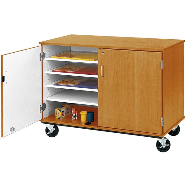 36" Assembled Slotted Storage Cart with Locking Door (80117 F36) - SchoolOutlet