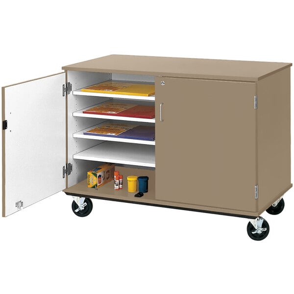 36" Assembled Slotted Storage Cart with Locking Door (80117 F36) - SchoolOutlet