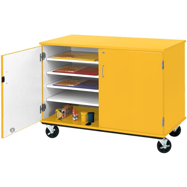 36" Assembled Slotted Storage Cart with Locking Door (80117 F36) - SchoolOutlet