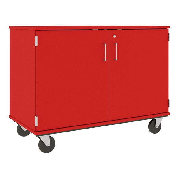 36" Assembled Slotted Storage Cart with Locking Door (80117 F36) - SchoolOutlet