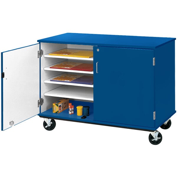 36" Assembled Slotted Storage Cart with Locking Door (80117 F36) - SchoolOutlet