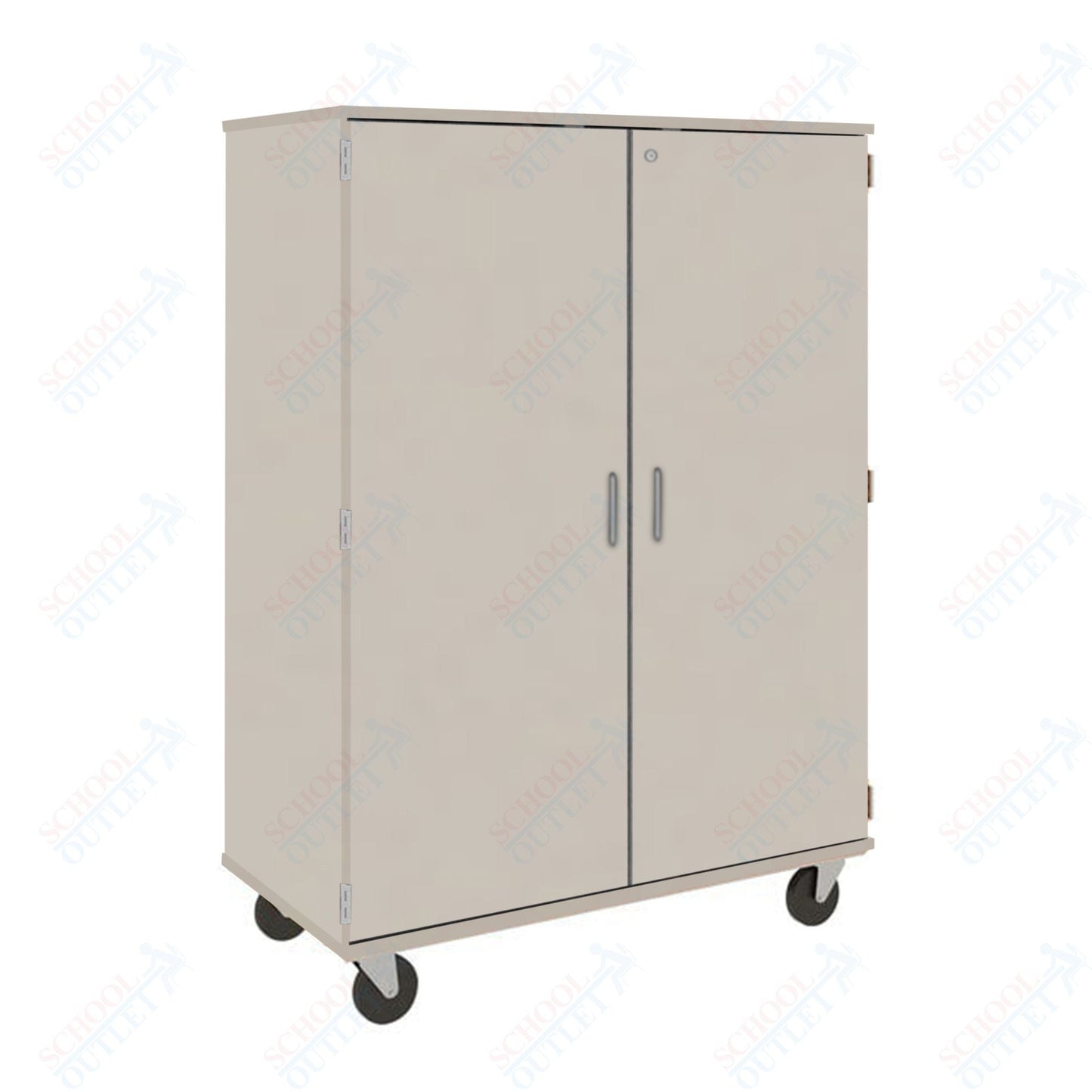 67" Tall Assembled Center Divider Mobile Classroom Storage Cabinet with Lockable Doors (80181 F67) - SchoolOutlet