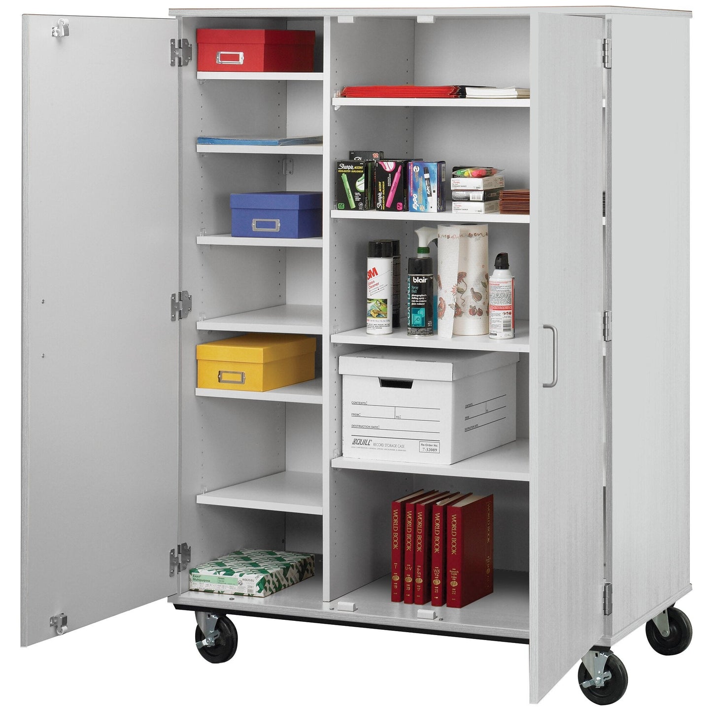 67" Tall Assembled Mobile Storage Cabinet with Lockable Doors (80185 F67) - SchoolOutlet