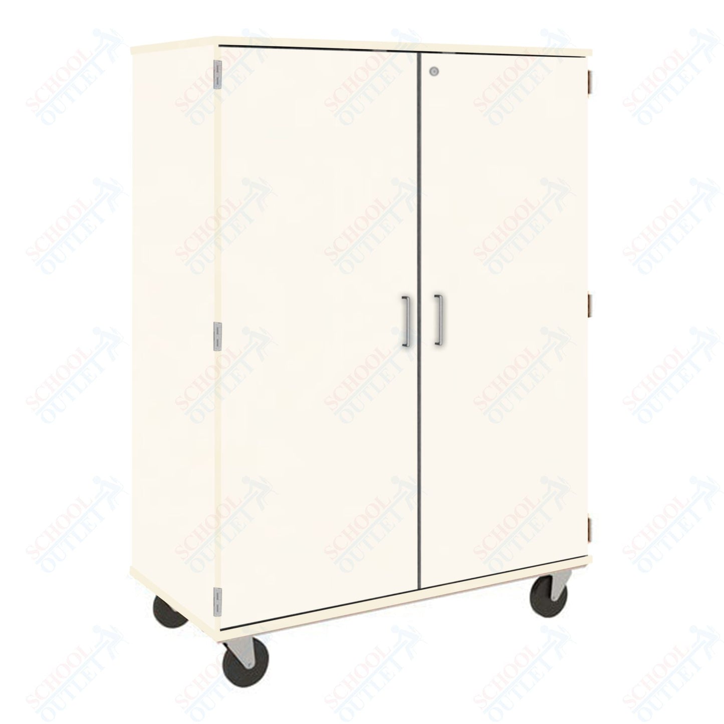 67" Tall Assembled Mobile Coat Storage Cart with Shelves and Locking Doors (80187 F67) - SchoolOutlet