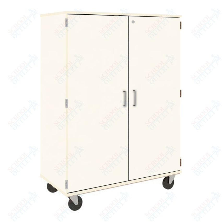 67" Tall Assembled Mobile Coat Storage Cart with Shelves and Locking Doors (80187 F67) - SchoolOutlet