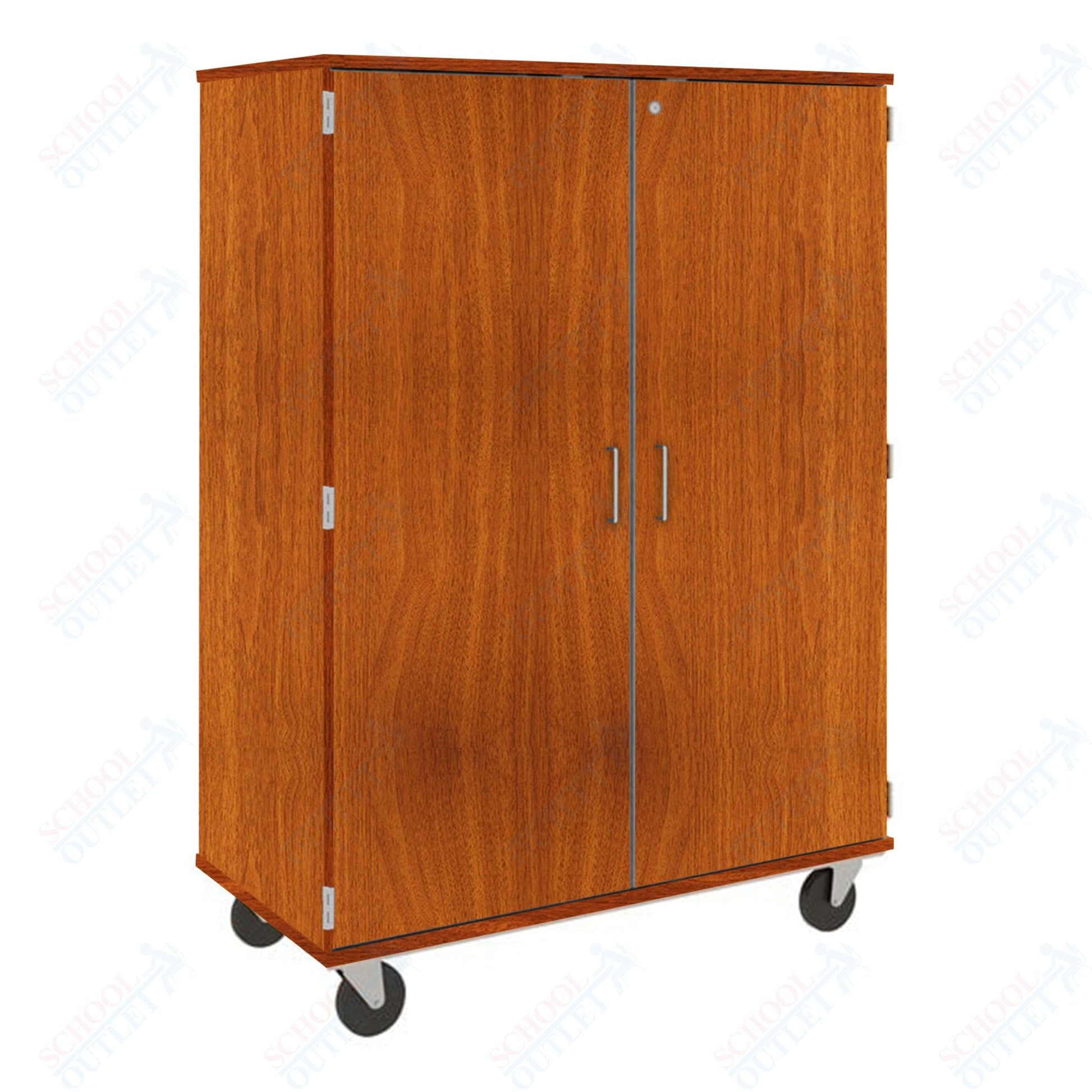 67" Tall Assembled Mobile Coat Storage Cart with Shelves and Locking Doors (80187 F67) - SchoolOutlet