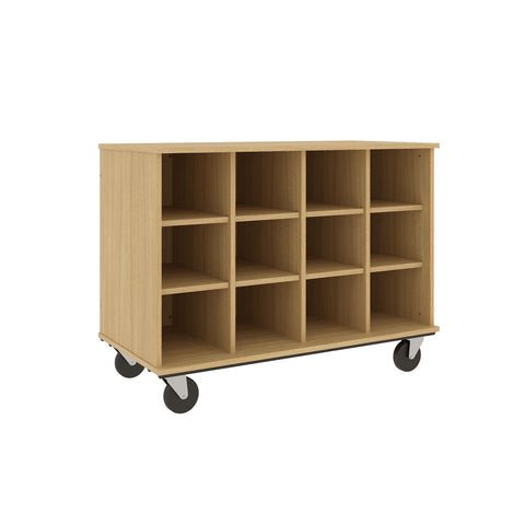 36" Tall Assembled Mobile 12 Compartments Cubbie Storage Open Cart (80239 Z36) - SchoolOutlet