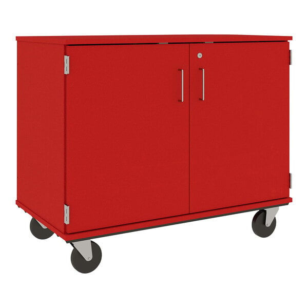 36" Assembled Mobile Bin Storage Cabinet with Doors and 18 3" Bins (80243 F36) - SchoolOutlet