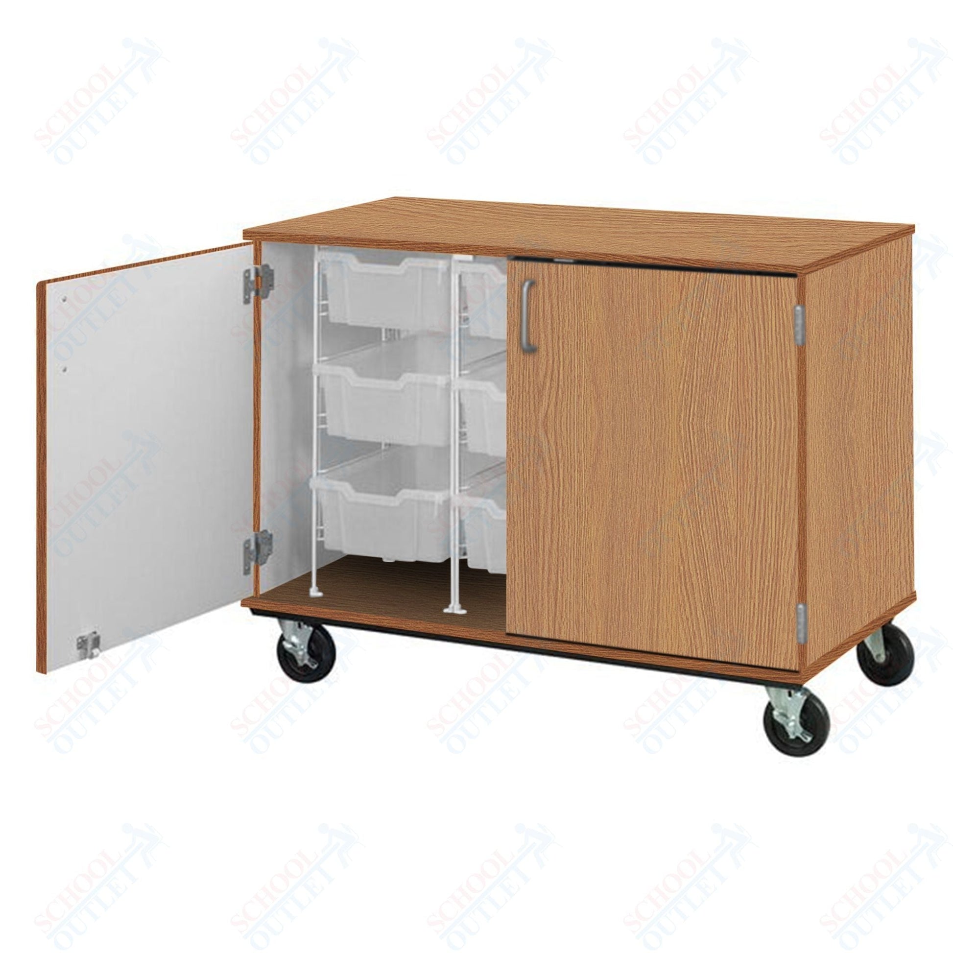 36" Assembled Mobile Bin Storage Cabinet with Doors and 9 6" Bins (80249 F36) - SchoolOutlet