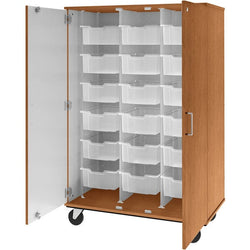 67" Tall Assembled Mobile Bin Storage Cabinet with 18 6" Bins (80249 F67)