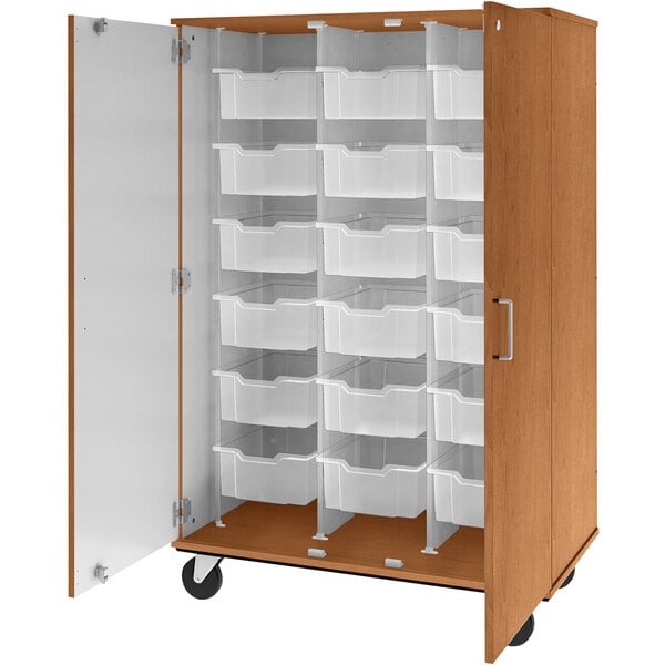 67" Tall Assembled Mobile Bin Storage Cabinet with 18 6" Bins (80249 F67) - SchoolOutlet